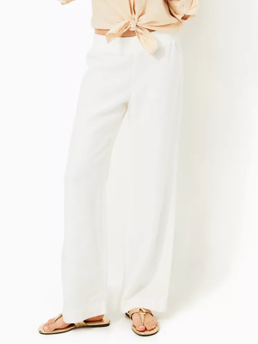 Lilly Pulitzer 31" Deri Linen Palazzo Pant in Resort White Size XXS NEW Vacation